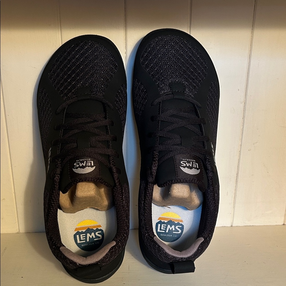 LEMS Men's Black Athletic Shoes - Picture 2 of 5
